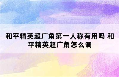 和平精英超广角第一人称有用吗 和平精英超广角怎么调